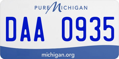 MI license plate DAA0935