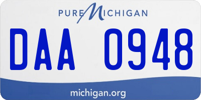 MI license plate DAA0948