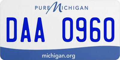 MI license plate DAA0960