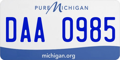 MI license plate DAA0985