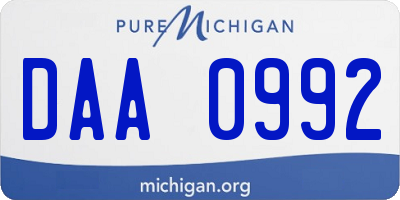 MI license plate DAA0992