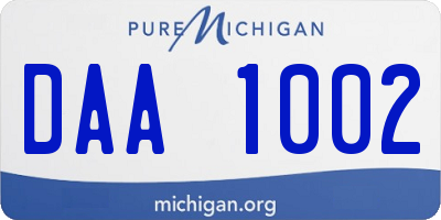 MI license plate DAA1002