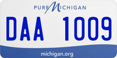 MI license plate DAA1009