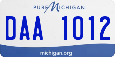 MI license plate DAA1012