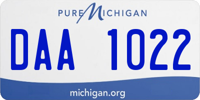MI license plate DAA1022