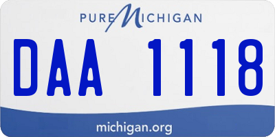MI license plate DAA1118