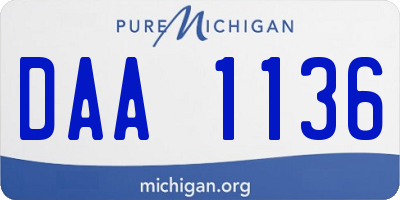 MI license plate DAA1136