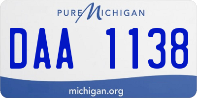 MI license plate DAA1138