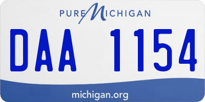 MI license plate DAA1154