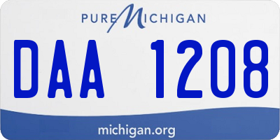MI license plate DAA1208