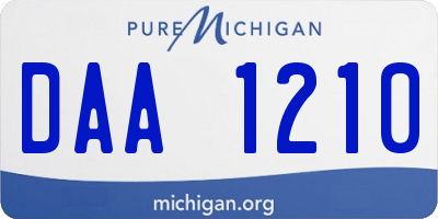 MI license plate DAA1210