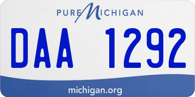 MI license plate DAA1292