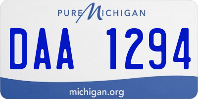 MI license plate DAA1294