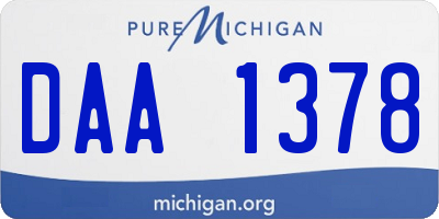 MI license plate DAA1378
