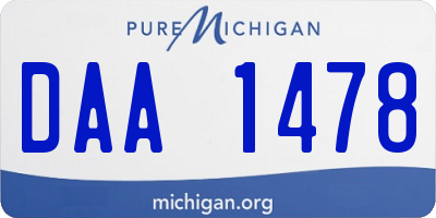 MI license plate DAA1478