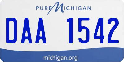 MI license plate DAA1542