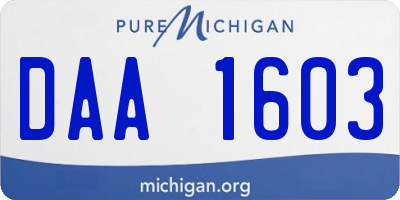 MI license plate DAA1603