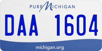MI license plate DAA1604