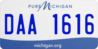 MI license plate DAA1616