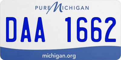 MI license plate DAA1662