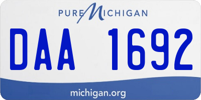 MI license plate DAA1692