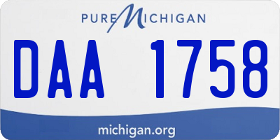 MI license plate DAA1758