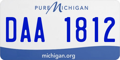 MI license plate DAA1812