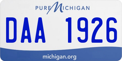 MI license plate DAA1926