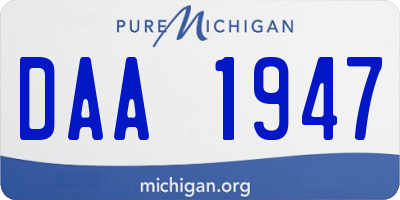 MI license plate DAA1947