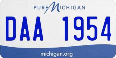 MI license plate DAA1954