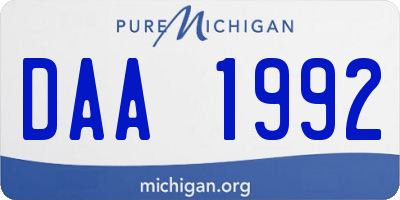 MI license plate DAA1992