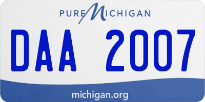MI license plate DAA2007
