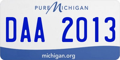 MI license plate DAA2013
