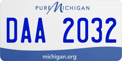 MI license plate DAA2032