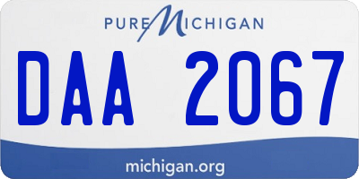 MI license plate DAA2067