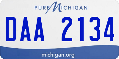 MI license plate DAA2134