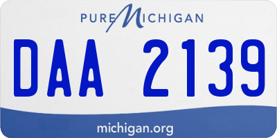 MI license plate DAA2139