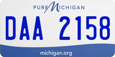 MI license plate DAA2158