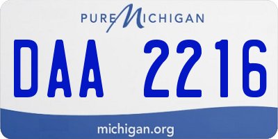 MI license plate DAA2216