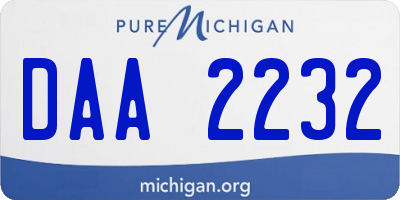 MI license plate DAA2232