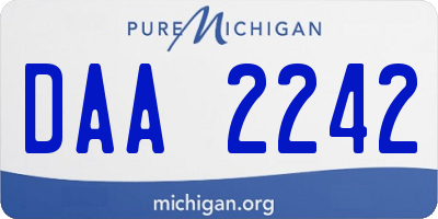 MI license plate DAA2242