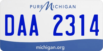 MI license plate DAA2314