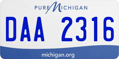 MI license plate DAA2316