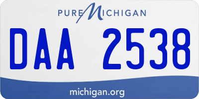 MI license plate DAA2538