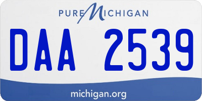 MI license plate DAA2539