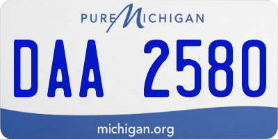 MI license plate DAA2580