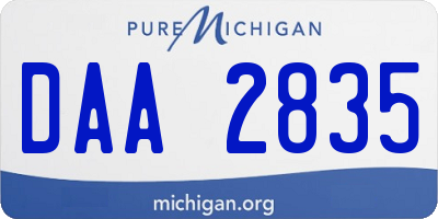 MI license plate DAA2835