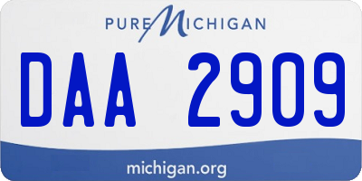 MI license plate DAA2909
