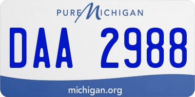 MI license plate DAA2988