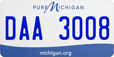 MI license plate DAA3008
